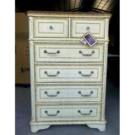 BV1809 - CH : Tủ 6 Ngăn Kéo Giả Cổ - Màu Trắng Kem 